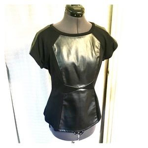 Pleather patterned peplum style top